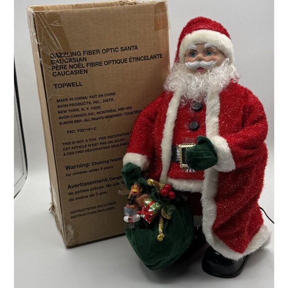 Vtg Avon Fiber Optic Santa Claus 14" Musical Light Up Christmas Figurine Video - Picture 8 of 16